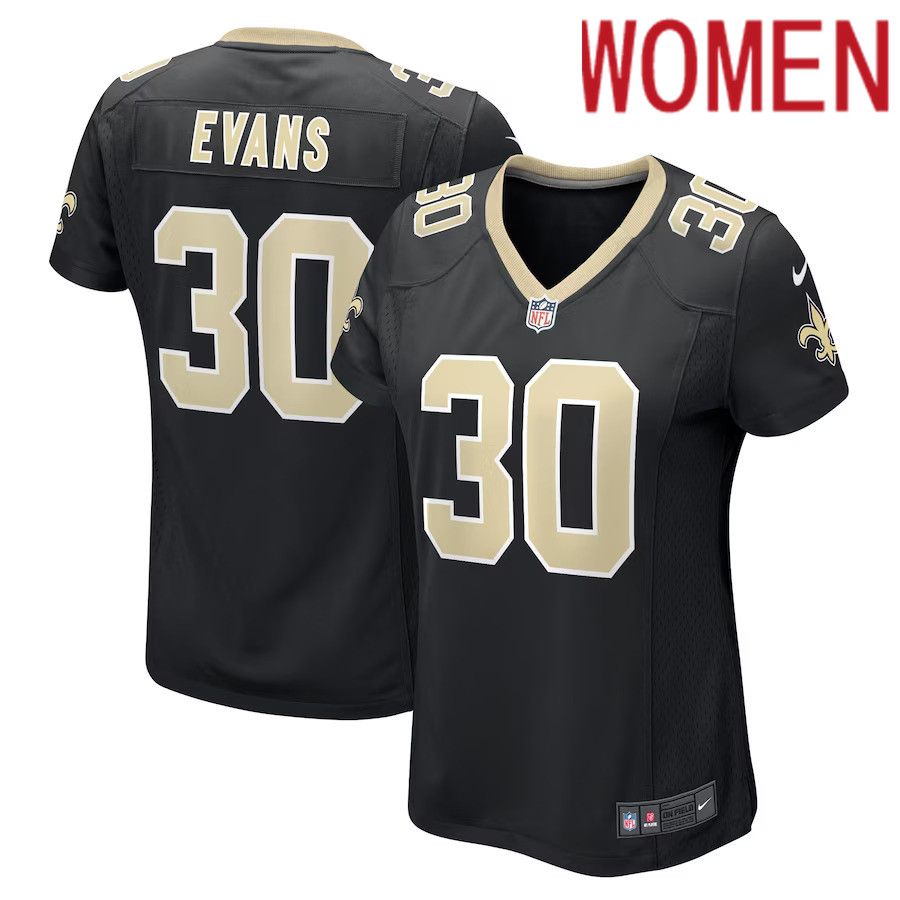 Women New Orleans Saints #30 Justin Evans Nike Black Game Player NFL Jersey